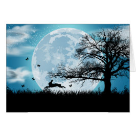 Luna mística con silueta de conejo