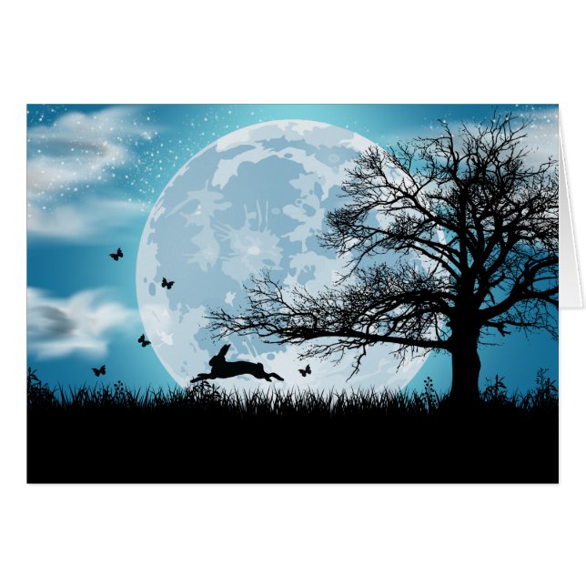 Luna mística con silueta de conejo (Anverso (Horizontal))