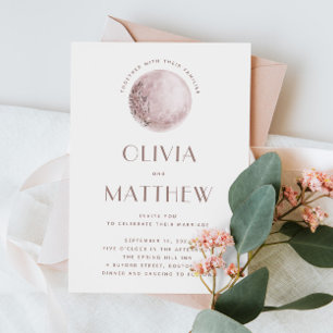 Luna Mística Invitación de Boda Celestial Rosa C