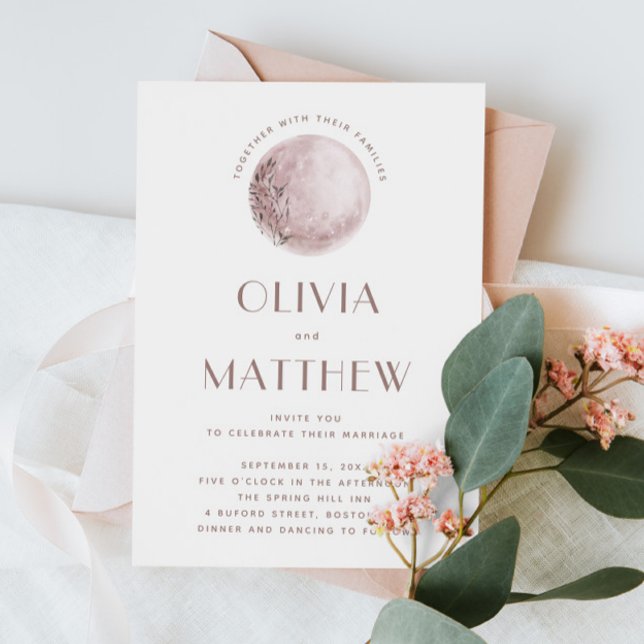 Luna Mística | Invitación de Boda Celestial Rosa C (Subido por el creador)