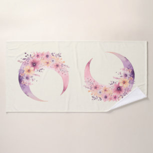 Luna rosa de media luna con flores de Bonito