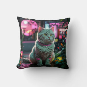 luna rosa y Cojín decorativo de gato
