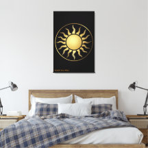 Luna Sol Boho Oro Negro Arte Decorativo en Lienzo 