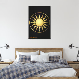 Luna Sol Boho Oro Negro Arte Decorativo en Lienzo 