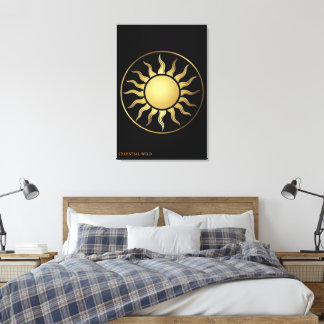 Luna Sol Boho Oro Negro Arte Decorativo en Lienzo 