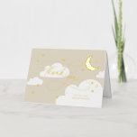Luna y estrellas Bebebe Beige Gracias<br><div class="desc">Un diseño lúdico pero elegante con un guión elegante de caligrafía emparejado con estrellas dibujadas a mano, nubes y una luna creciente. Perfecto para los temas de luna de moda y cumpleaños estrella y duchas para bebés. No olvide visitar la colección y tienda para ver artículos más elegantes y elegantes...</div>