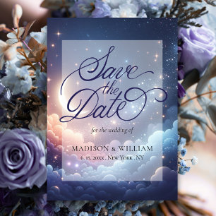 Luna y estrellas celestes guardan la tarjeta de fe