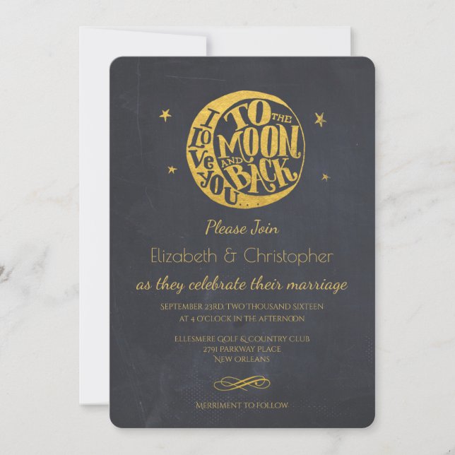 Luna y Estrellas Con Invitación Romántica De Matri (Anverso)