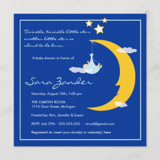 Luna y estrellas de la invitación de Baby Shower
