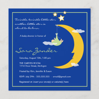 Luna y estrellas de la invitación de Baby Shower