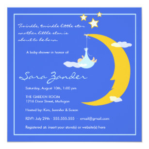 Invitaciones De Luna Y Estrellas Baby Shower