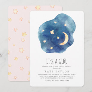 Luna y estrellas es una invitación Chica a Baby Sh
