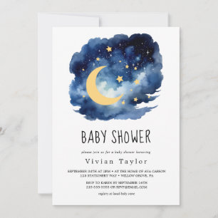 Luna y Estrellas Invitación de Baby Shower de Ni