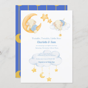 Luna y estrellas   Invitaciones a ducha para bebés