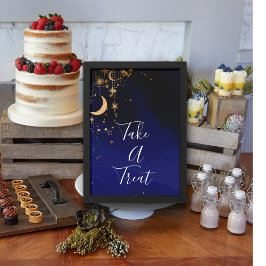 Luna y estrellas toman el poster de la señal de re