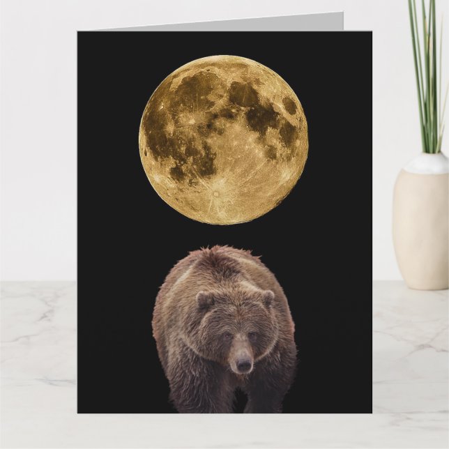 LUNA Y GRIZAMENTE OSO FELIZ GRANDES TARJETAS DE CU (Anverso)