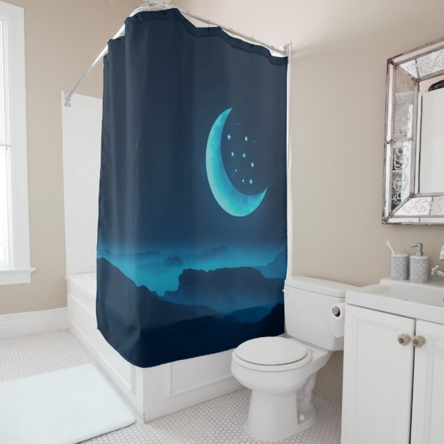 Luna y Montañas del Cuartel Azul | Cortina de baño (In situ)