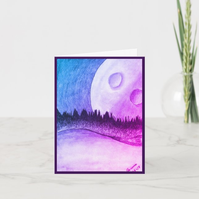 Luna y planeta - Puple, Invitación en blanco (Anverso)