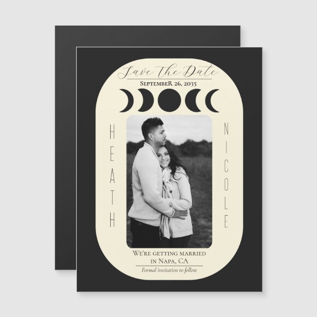 Lunar Luxe Negro y Crema Fase Lunar Guardar la Fec (Anverso/Reverso)