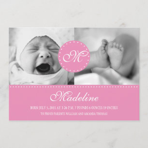 Lunar rosado con la invitación del nacimiento del