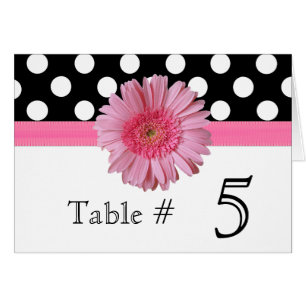 Lunar y número rosado de la tabla de la boda de la