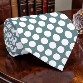 Lunares Blancos en Corbata Azul Polvoriento Person