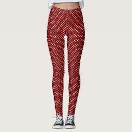 Lunares Blancos En Leggings Rojo Oscuro