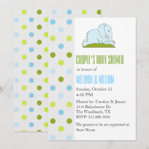 Lunares e invitación de Baby Shower del elefante