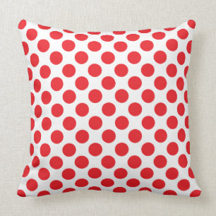 Lunares rojos en el Cojín decorativo blanco, 20" x