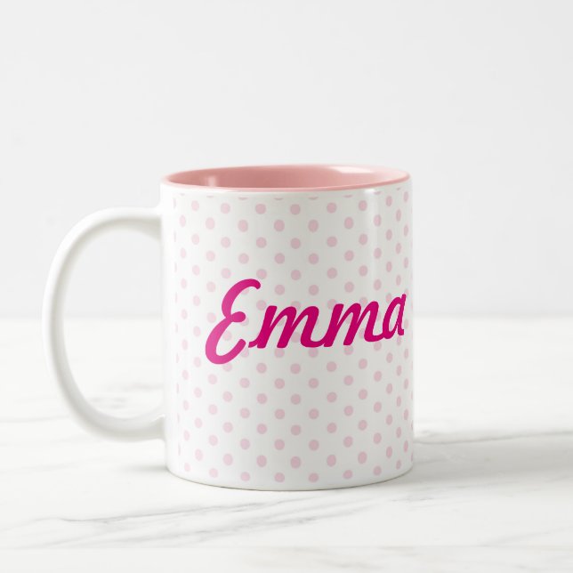 Lunares rosados blancos de EMMA del ♥ de la TAZA (Izquierda)