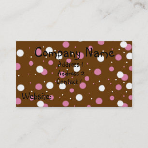 Lunares rosados y blancos en tarjetas de visita de