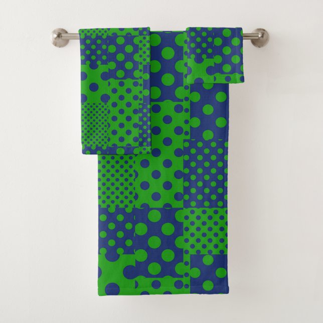 Lunares verdes y azules de patchwork  (In situ)
