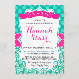 Lunares y invitación de Paisley Baby Shower
