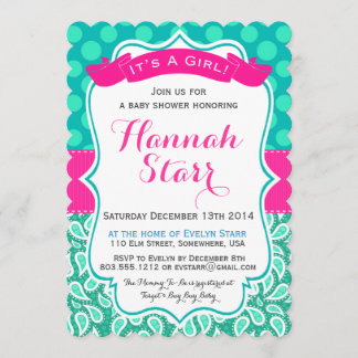 Lunares y invitación de Paisley Baby Shower
