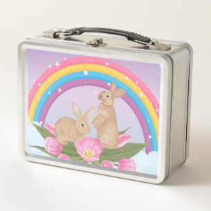 Lunch Box con arco iris y conejillos