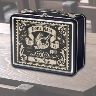 Lunchbox Metalizado casero de cosecha personalizad
