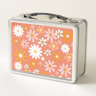 Lunchbox Metalizado de flores retro de los años 19