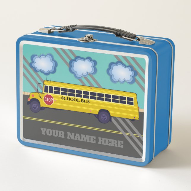 Lunchbox Metalizado del autobús escolar personaliz (Anverso)