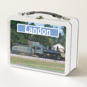 Lunchbox Metalizado del tren de nombres cambiable
