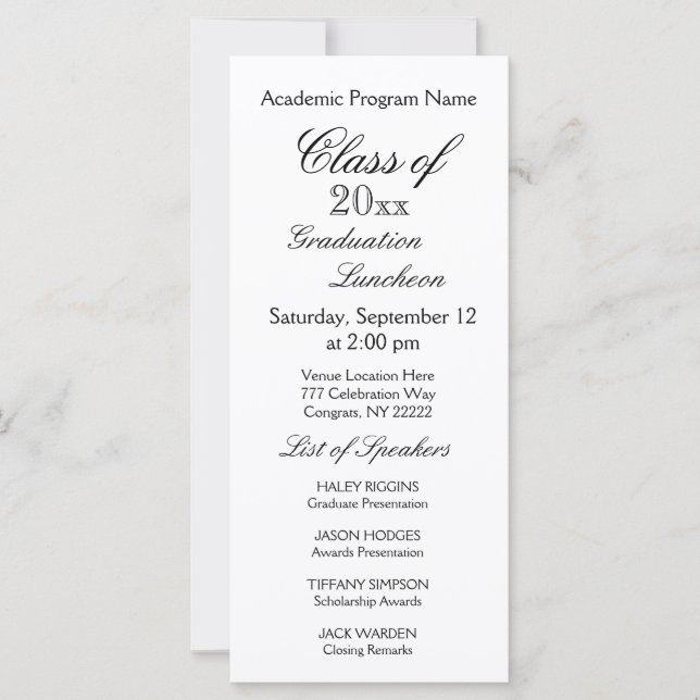 Luncheon de graduación Tipografía simple (Anverso)