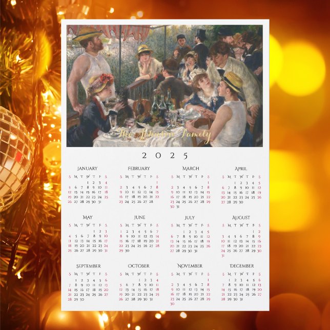 Luncheon del calendario Renoir 2025, Fiesta de Boa (Luncheon of the Boating Party Renoir 2025 Calendar)