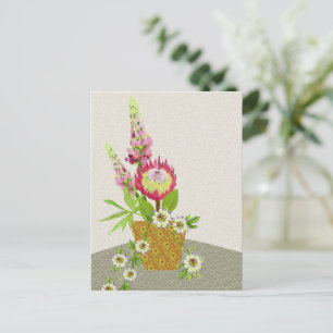 Lupinus, flor de pasión y postal Protea