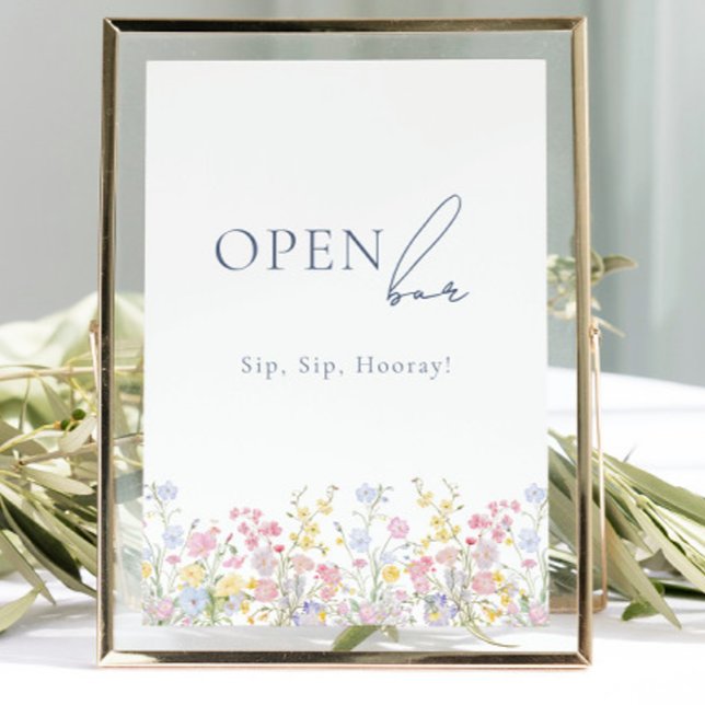 Lush Floral Open Bar Wedding Tabletop Sign  (Lush Floral Open Bar Wedding Tabletop Sign)