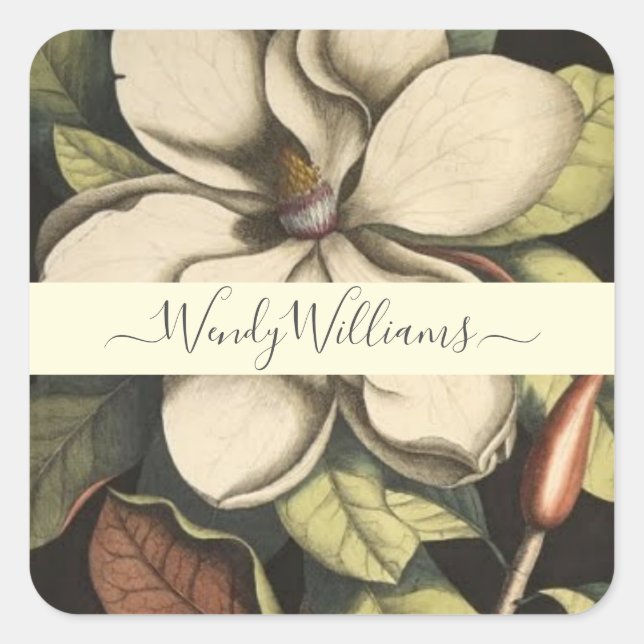 Lush Magnolia Blooms Script Type Sellos para sobre (Anverso)