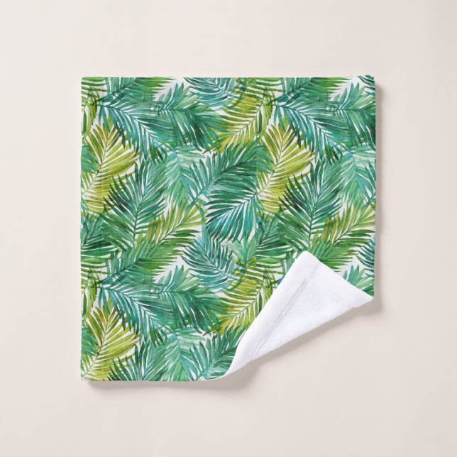 Lush Tropical Island Green Palm Leaf Watercolor  (Toallita)