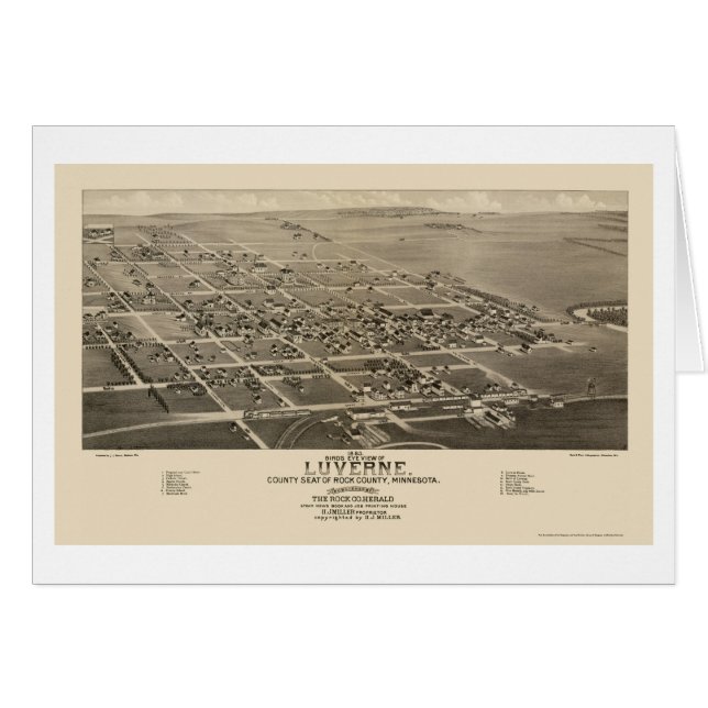 Luverne, mapa panorámico del manganeso - 1883 (Anverso (Horizontal))