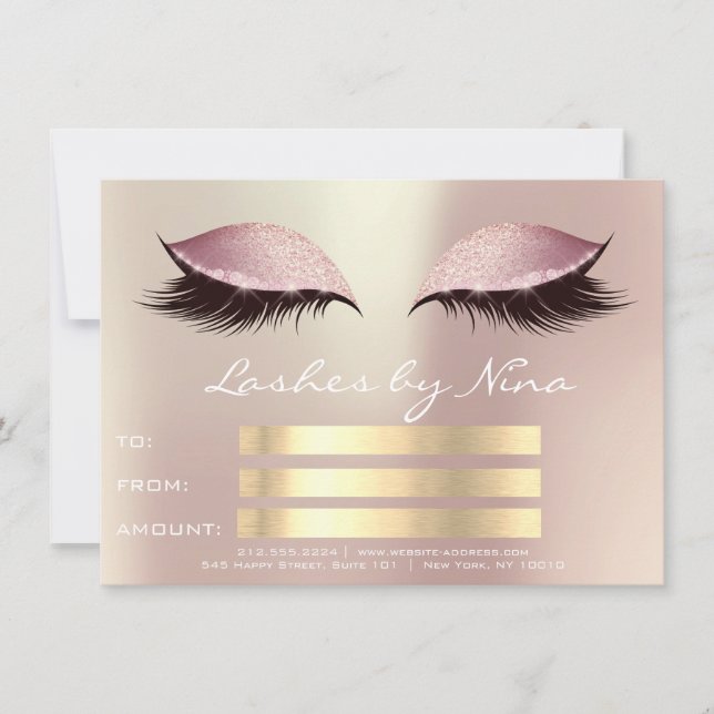 Lux Lashes Pink Rose Gold Certificado de Regalo de (Anverso)
