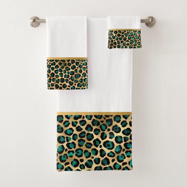 LUXE ANIMAL IMPRESIÓN BLANCO GREEN BAÑO TOWEL SET (In situ)