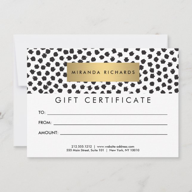 Luxe Black Confetti Dots II Gift Certificate (Anverso)