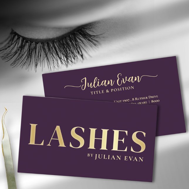 Luxe Burgundy Gold Lash Technician Tarjeta de Nego (Subido por el creador)
